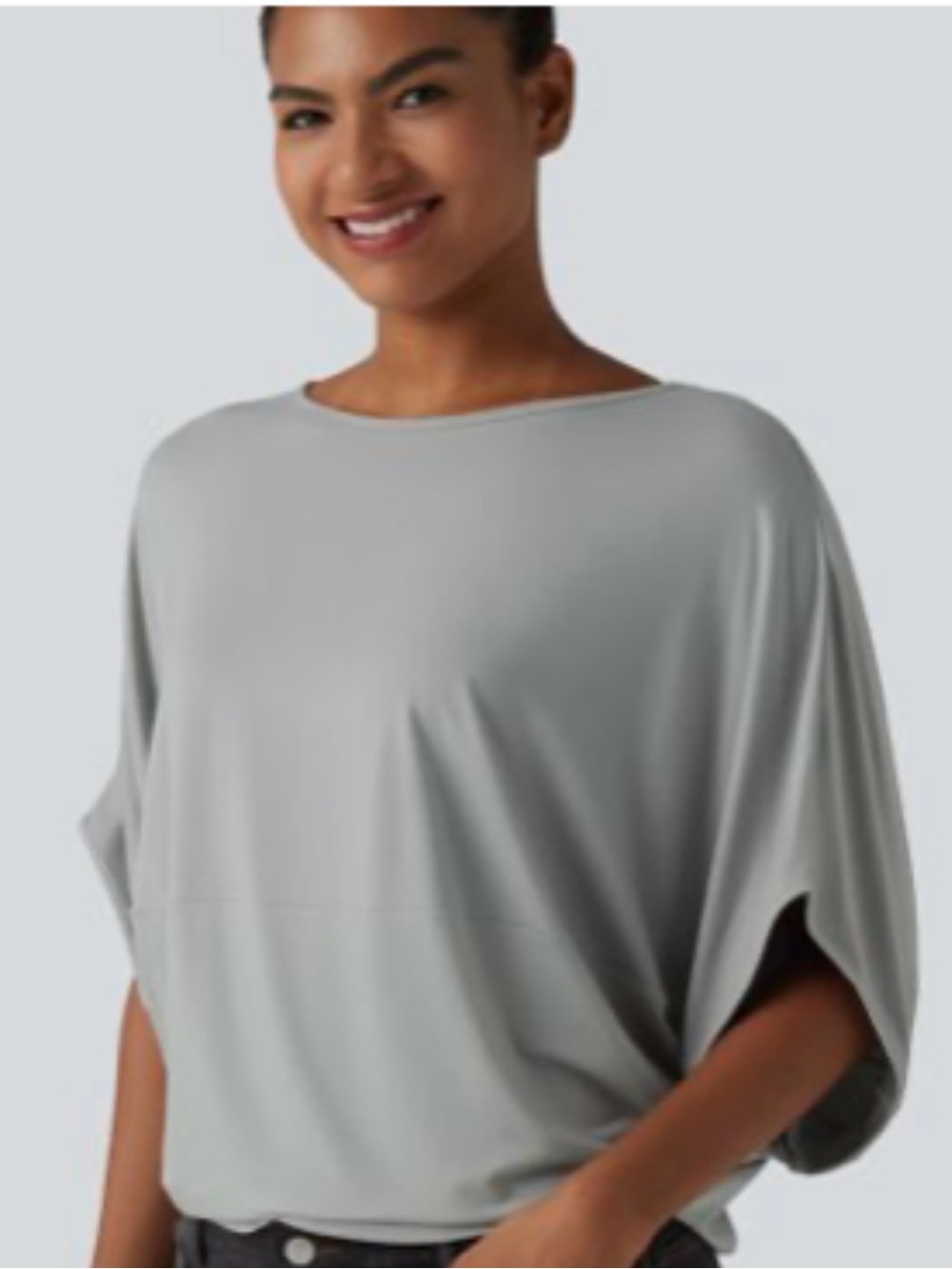 HALARA Light Gray Dolman Sleeve Top